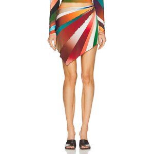 SIEDRES Jules Sun Ray Printed Asymmetric Mini Skirt in Multi